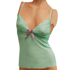 Floral Sheer Lace Camisole with Flirty Bow, Medium, Sea Green
