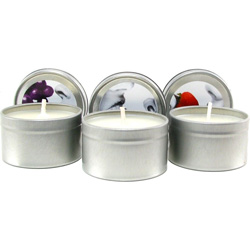 Earthly Body Edible Candle Threesome Gift Set, Assorted Flavors, Bag of 3 Candles