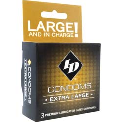 ID Extra Large Lubricated Condoms, 3 Pack