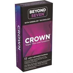 Beyond Seven Crown Lubricated Condoms, Box of 12