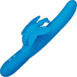 Posh 10-Function Silicone Fluttering Butterfly Vibrator, 7.5 Inch, Blue