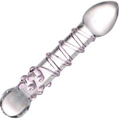 glas Spiral Staircase Full Tip Glass Dildo, 7 Inch, Clear/ Light Pink