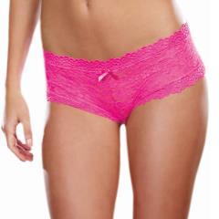 Dreamgirl Stretch Lace Low Rise Cheeky Hipster Panty, Medium, Hot Pink