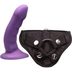 Tantus Harness Kit with Silicone Curve Dildo, Midnight Purple