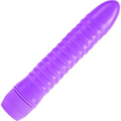 Pipedream Neon Ribbed Rocket Personal Vibrator, 7.75 Inch, Purple