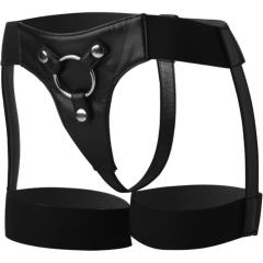 Strap U Bardot Elastic Strap-On Harness with Thigh Cuffs, Black