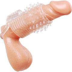 Clear Sensations Vibrating Textured Erection Sleeve, 3.5 Inch, Clear