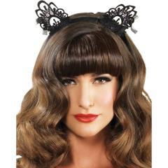 Leg Avenue Venice Lace Cat Ears with Bows, One Size, Black