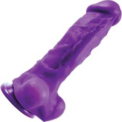 Colours Pleasures Thick Silicone Dong with Suction Base, 5 Inch, Purple