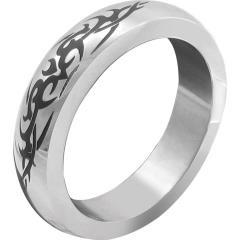 H2H Premium Stainless Steel Cockring with Tribal Design, 2 Inch, Chrome