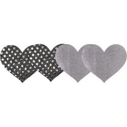 Peekaboos Premium Heart Shaped Nipple Pasties, 2 Pair Pack, Silver/Glittery Polkadot Print