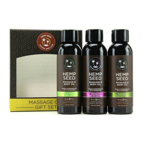 Earthly Body Edible Massage Oil Gift Set, Pack of 3 Flavors, 2 fl.oz Each