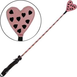 Ruff Doggie Lasting Impressions Leather Heart Crop, 25 Inch, Pink and Black