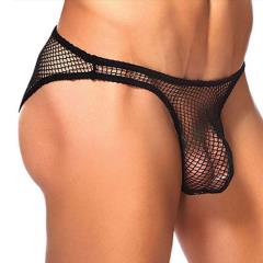 Male Power Wonder Stretch Net Pouch Thong, Small, Black