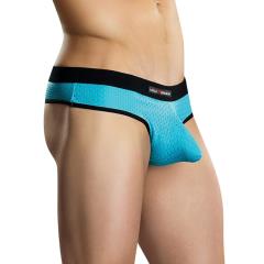 Male Power Athletic Mesh Sport Thong, Large,Turquoise/Black