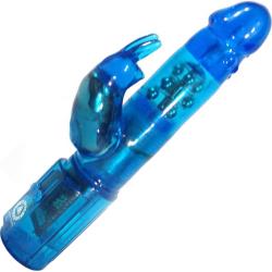 Golden Triangle Cyber Wabbit Dual Action Vibe, 10 Inch, Blue