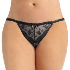 Scalloped Embroidery Crotchless Panty Black One Size