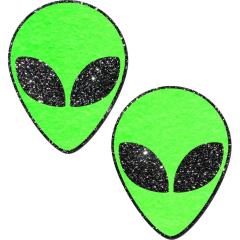 Pastease Alien Glittering Nipple Pasties, One Size, Neon Green