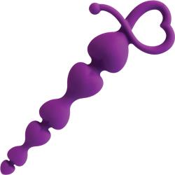 Curve Novelties Gossip Hearts On a String Silicone Beads, 7.25 Inch, Violet