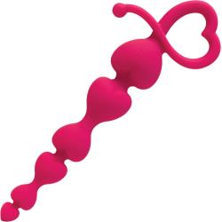 Curve Novelties Gossip Hearts On a String Silicone Beads, 7.25 Inch, Magenta