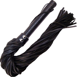 Rouge Genuine Leather Flogger with Wrapped Leather Handle, 27 Inch, Black