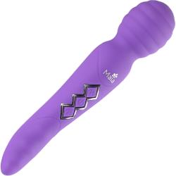 Maia Zoe Twistty Rechargable Dual Vibrating Wand, 8.5 Inch, Neon Purple
