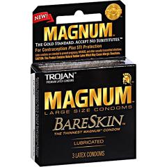 Trojan Magnum Bareskin Large Size Condoms, 3 Pack