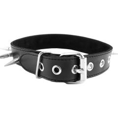 Rouge Leather Collar with 1 Inch Spikes, One Size, Black
