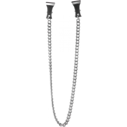 Ouch! Pinch Nipple Clamps with Chain for Naughty Pleasure, 13.75 Inch, Silver