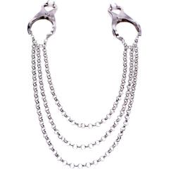 Master Series Affix Triple Chain Metal Nipple Clamps, 2 Inch, Silver