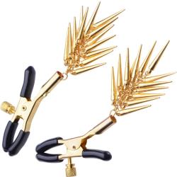 Lure Adjustable Nipple Clamps with Gold Spikes, 4 Inch, Gold