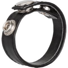 CalExotics 3 Snap Leather Cock Ring, Black