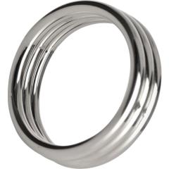 Master Series Echo Stainless Steel Triple Cock Ring, 2 Inch, Silver