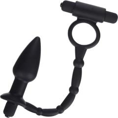 Master Series Viaticus Silicone Cock Ring and Anal Plug Vibrator, 5 Inch, Black