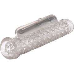 XR Brands Palm Tec Overdrive Vibrating Masturbation Sleeve for Men, Clear
