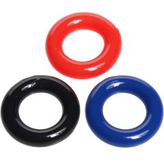 Trinity Vibes Stretchy Cock Rings 3 Piece Pack, Black/Blue/Red