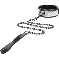 Master Series Adjustable Chained Collar and Leash, Silver and Black