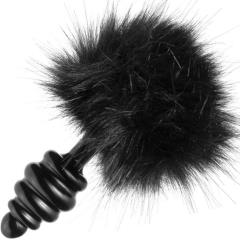 Frisky Bumble Bunny Faux Fur Tail Anal Plug, 5 Inch, Black