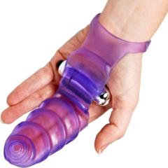 Frisky Double Finger Banger Vibrating G-Spot Glove, 6.25 Inch, Purple