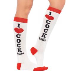 Leg Avenue I Heart Cocktails Knee Socks, One Size, White/Red