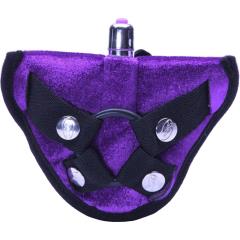 Tantus Vibrating Adjustable Strap-On Harness, Purple Velvet