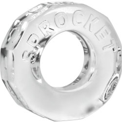OxBalls Atomic Jock Sprocket Super Stretch Cockring, 1 Inch, Crystal Clear