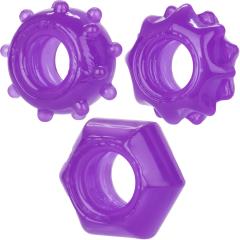 CalExotics Reversible Cock Ring Set Pack of 3, Purple