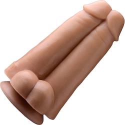 Tom of Finland Dual Dicks Dildo with Suction Cup, 9.3 Inch, Ivory Flesh