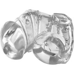 Master Series Detained 2.0 Restrictive Chastity Cage with Nubs, Crystal Clear