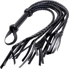STRICT by XR Brands 8 Tail Braided Flogger, 34 Inch, Black