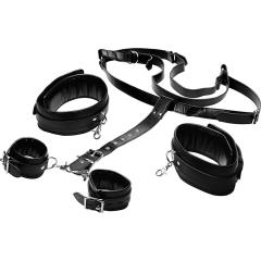 STRICT by XR Brands Deluxe Thigh Sling with Wrist Cuffs Restraint System, Black