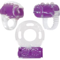 Evolved Novelties Ring True Pleasure Ring 3 Piece Set, Purple/Clear