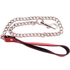 Rouge Garments Leather Lead with Chain, Red
