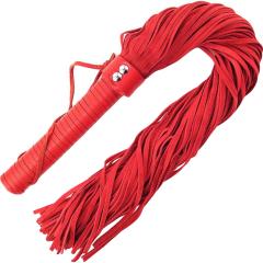 Rouge Suede Flogger with Leather Handle, 27 Inch, Red